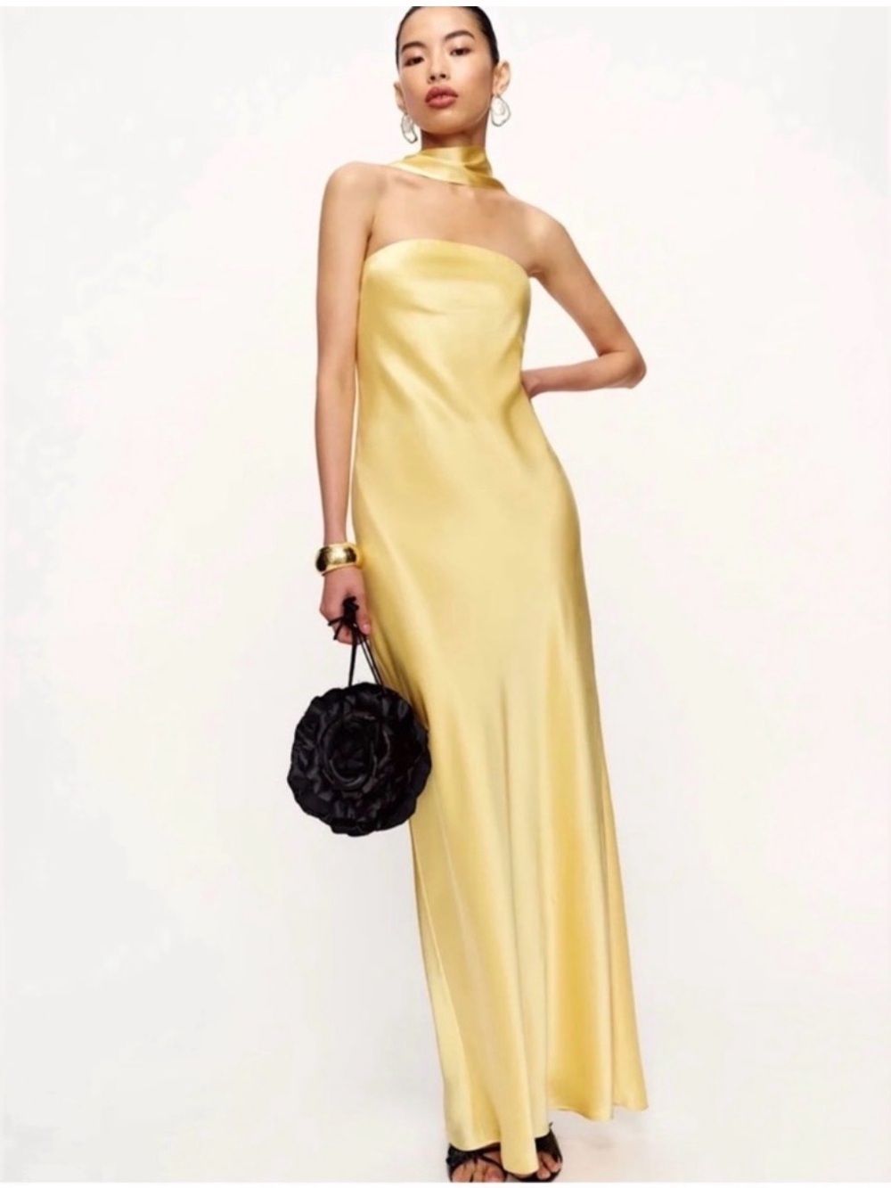 Reformation Oren Silk Maxi Dress XL Butter‎ Yellow Strapless Wedding Guest - Picture 2 of 8